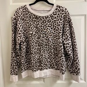 J. Crew Leopard Print Vintage Fleece Pullover XL